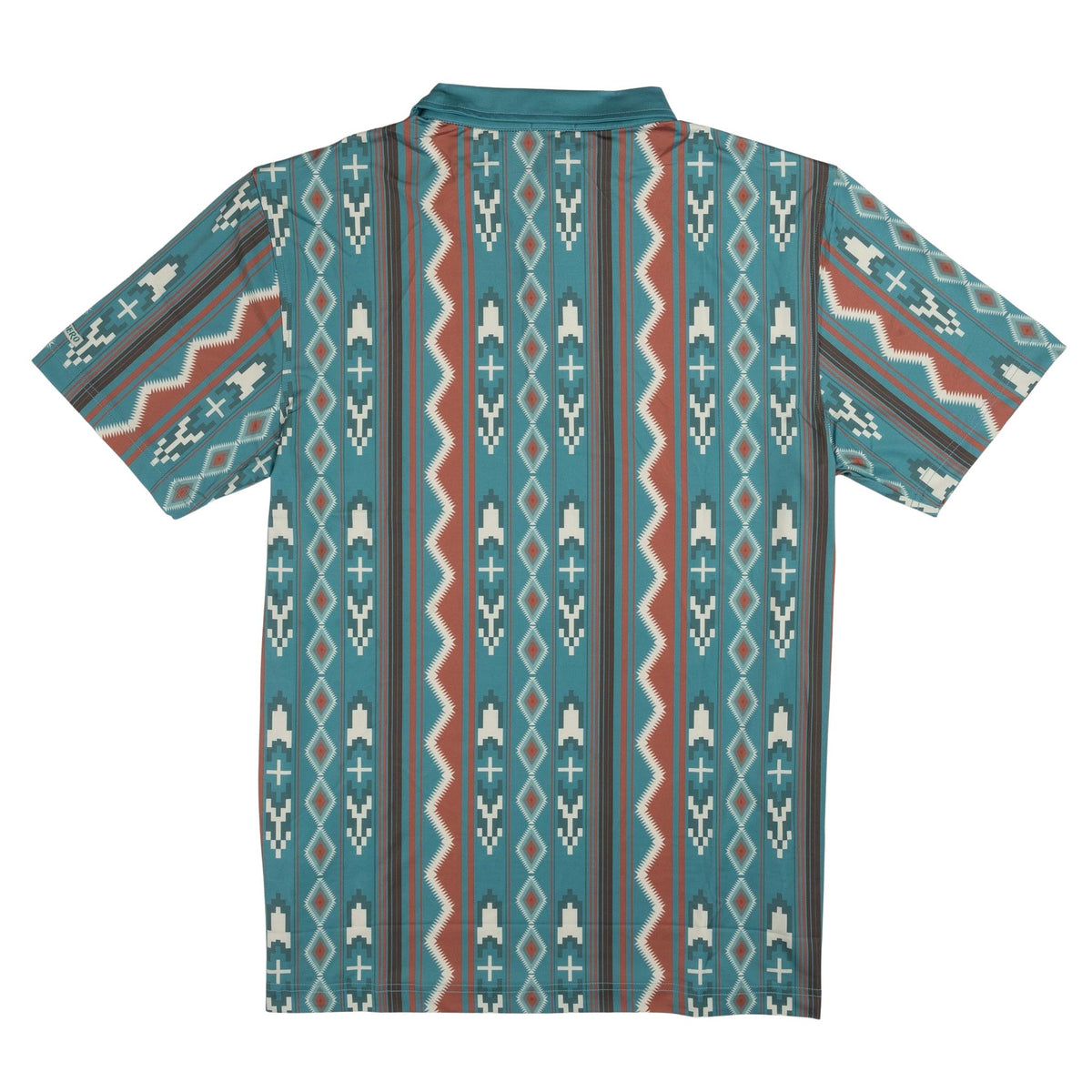 High Noon Performance Polo - Nogales Stripe - Teal/Clay