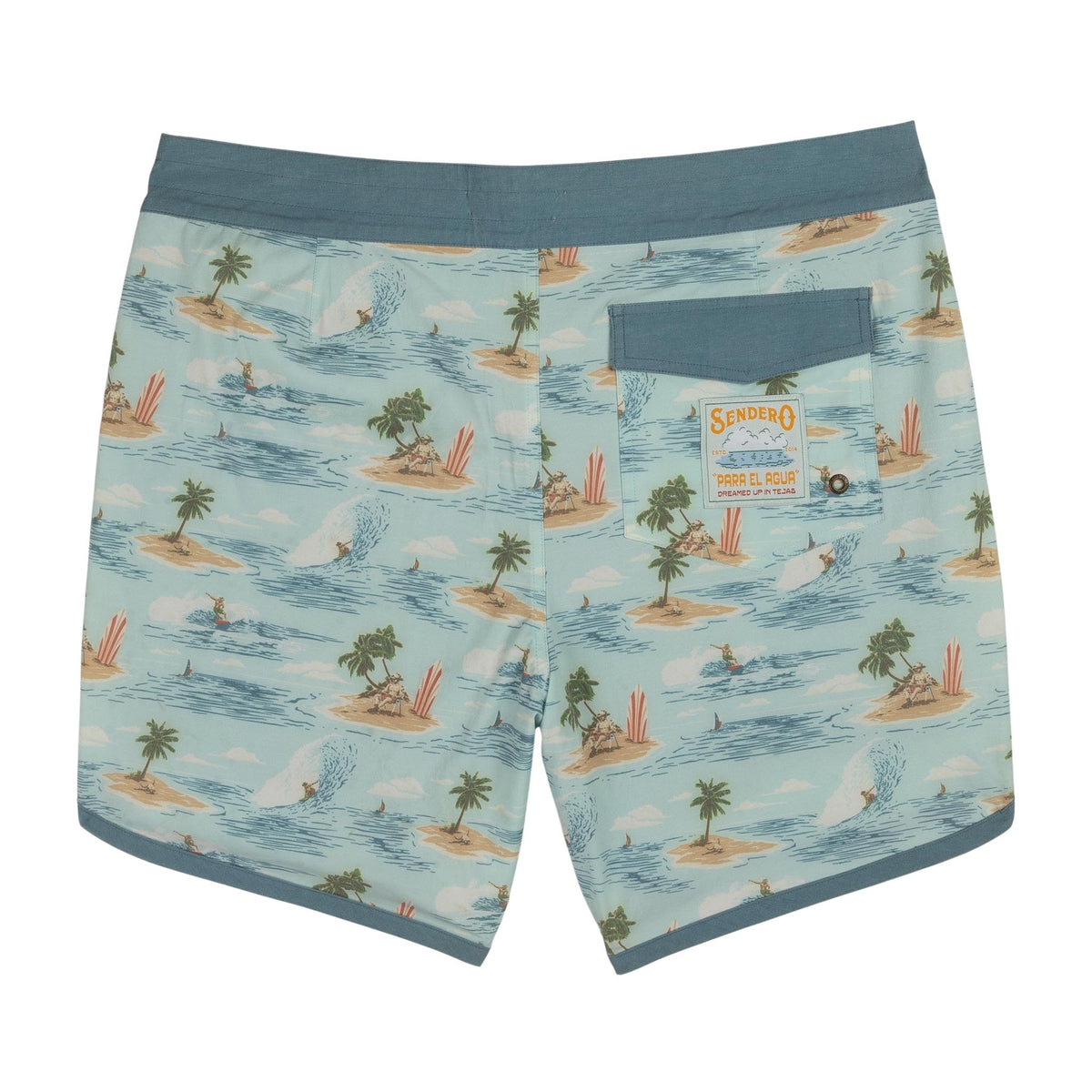Point Bar Boardshort - Malibu Cowboy - Light Blue