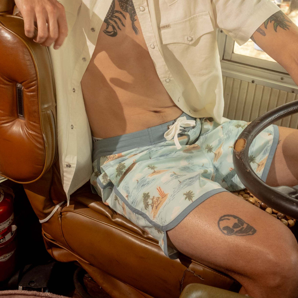 Point Bar Boardshort - Malibu Cowboy - Light Blue