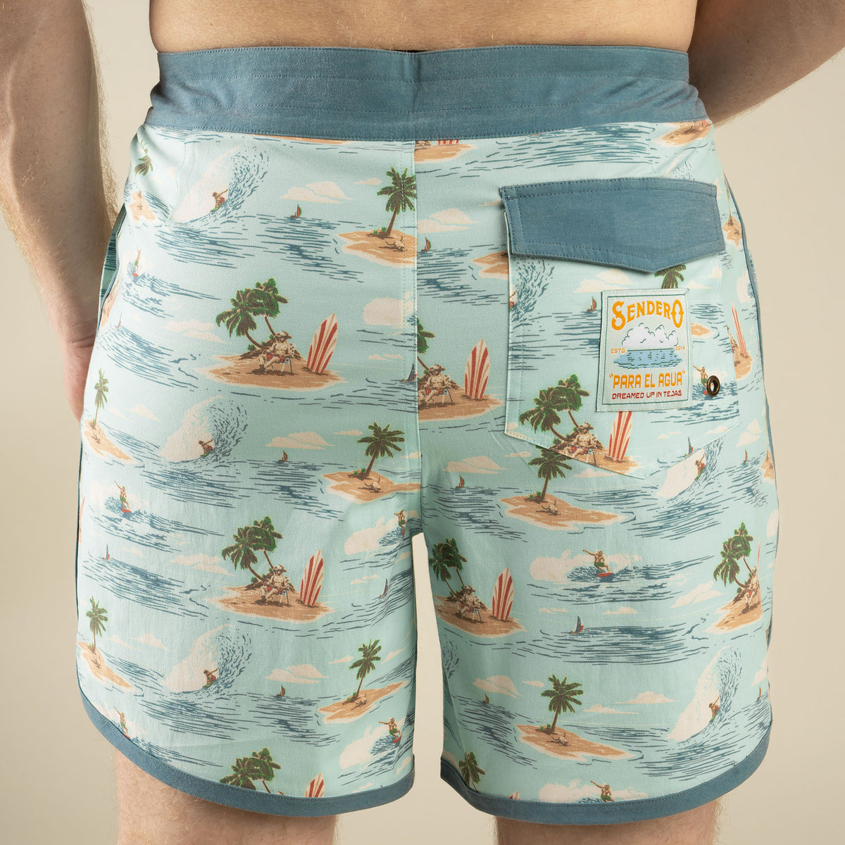 Point Bar Boardshort - Malibu Cowboy - Light Blue