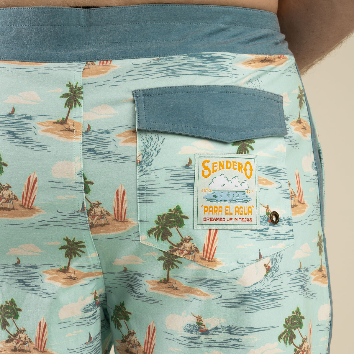 Point Bar Boardshort - Malibu Cowboy - Light Blue