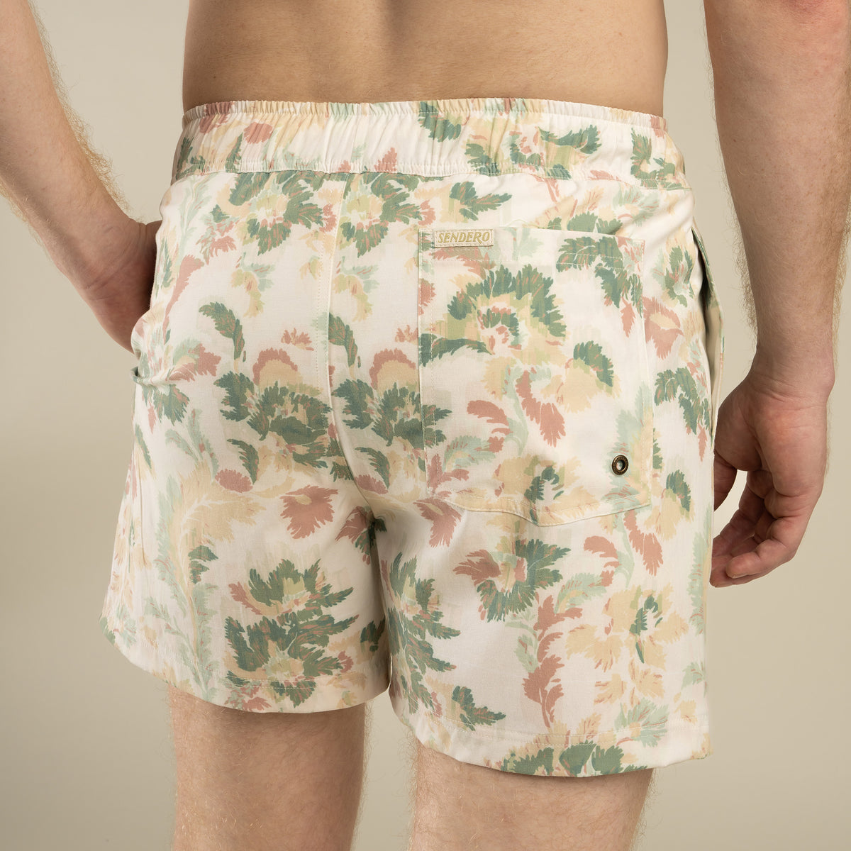 The Barton Elastic Boardshort - Alondra - Cream/Green