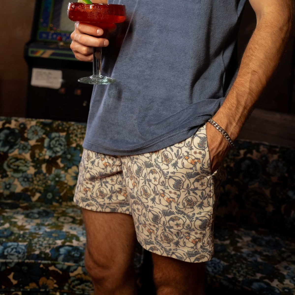 The Barton Elastic Boardshort - High Lonesome - Antique White