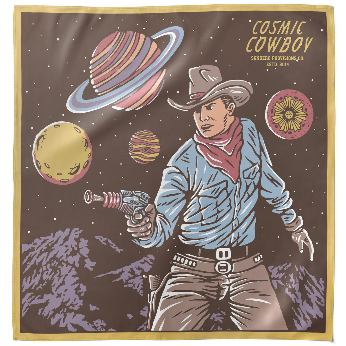 Cosmic Cowboy Bandana - Brown
