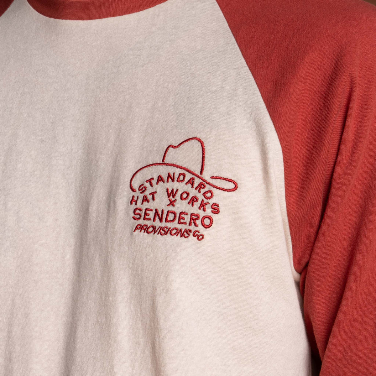 Sendero x Standard Hat Works Raglan T-Shirt - Worn White/Rust
