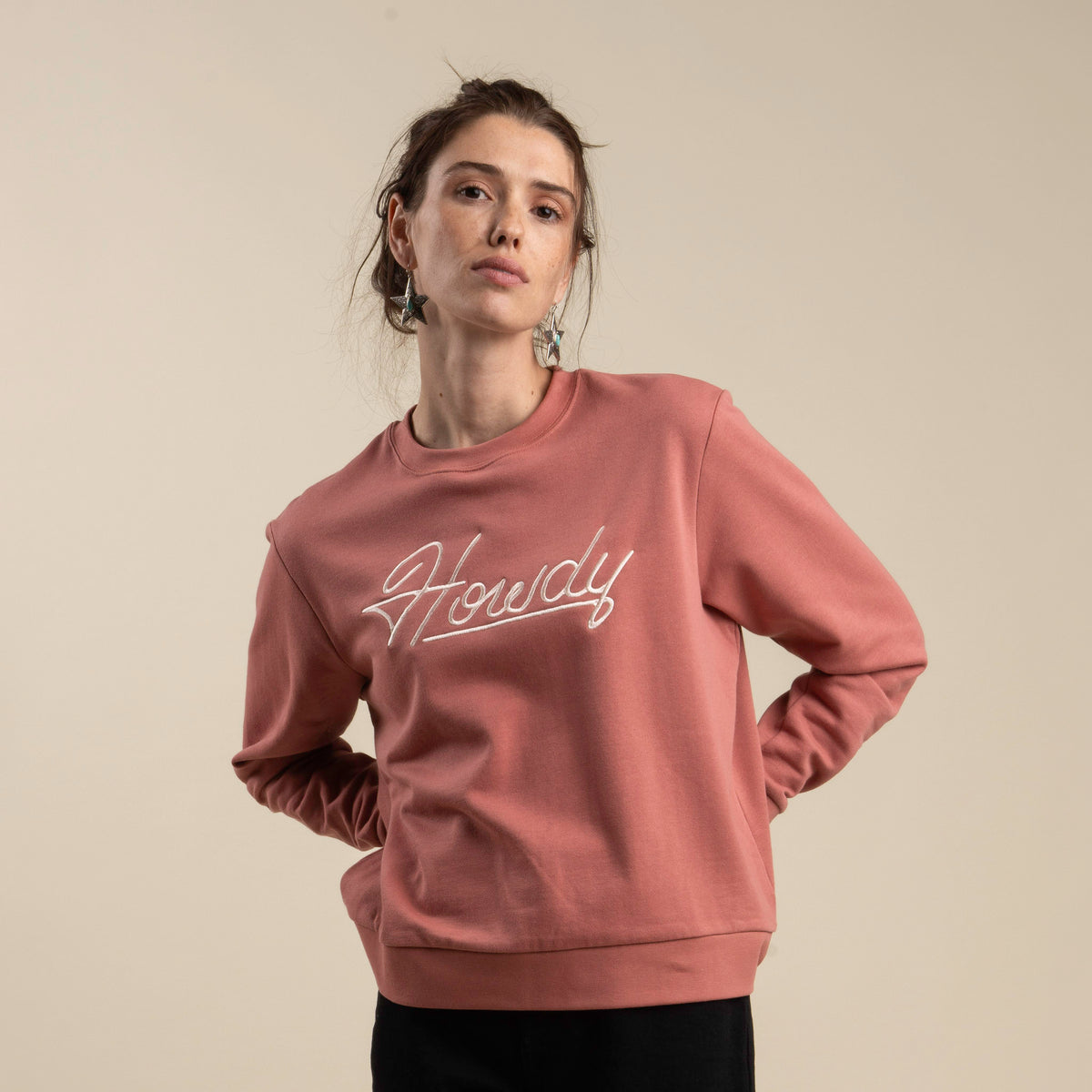 Women's Howdy Sweatshirt - Dusty Mauve