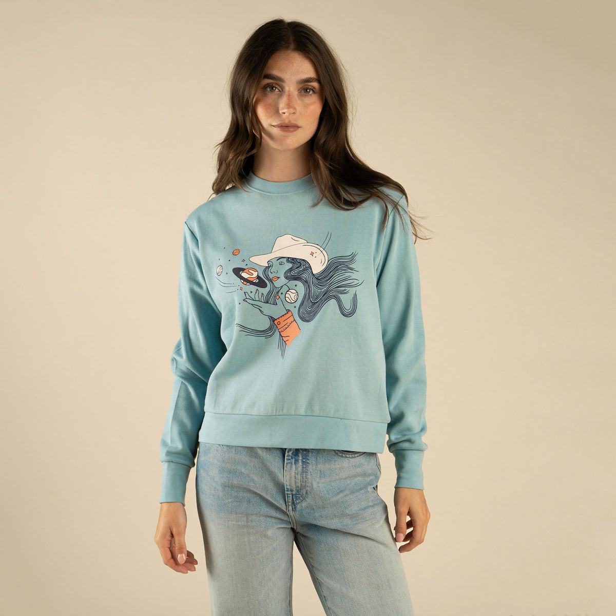 Cosmic Cowgirl Women's Sweatshirt - Sterling Blue