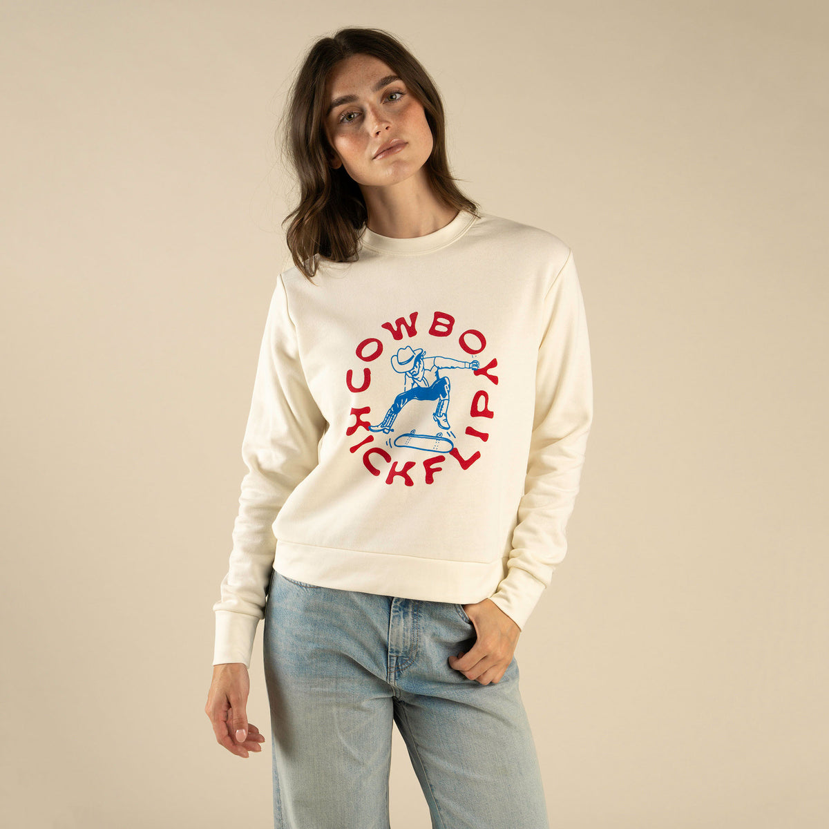 Cowboy Kickflip Women's Sweatshirt - Vintage White