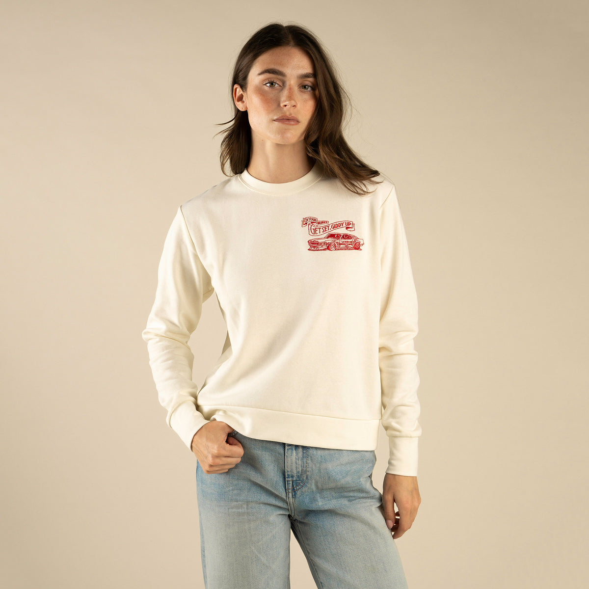 Giddy Up Women's Sweatshirt - Vintage White