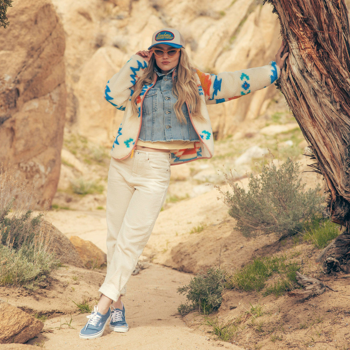 Sedona Fleece - Sante Fe Print - Vintage White
