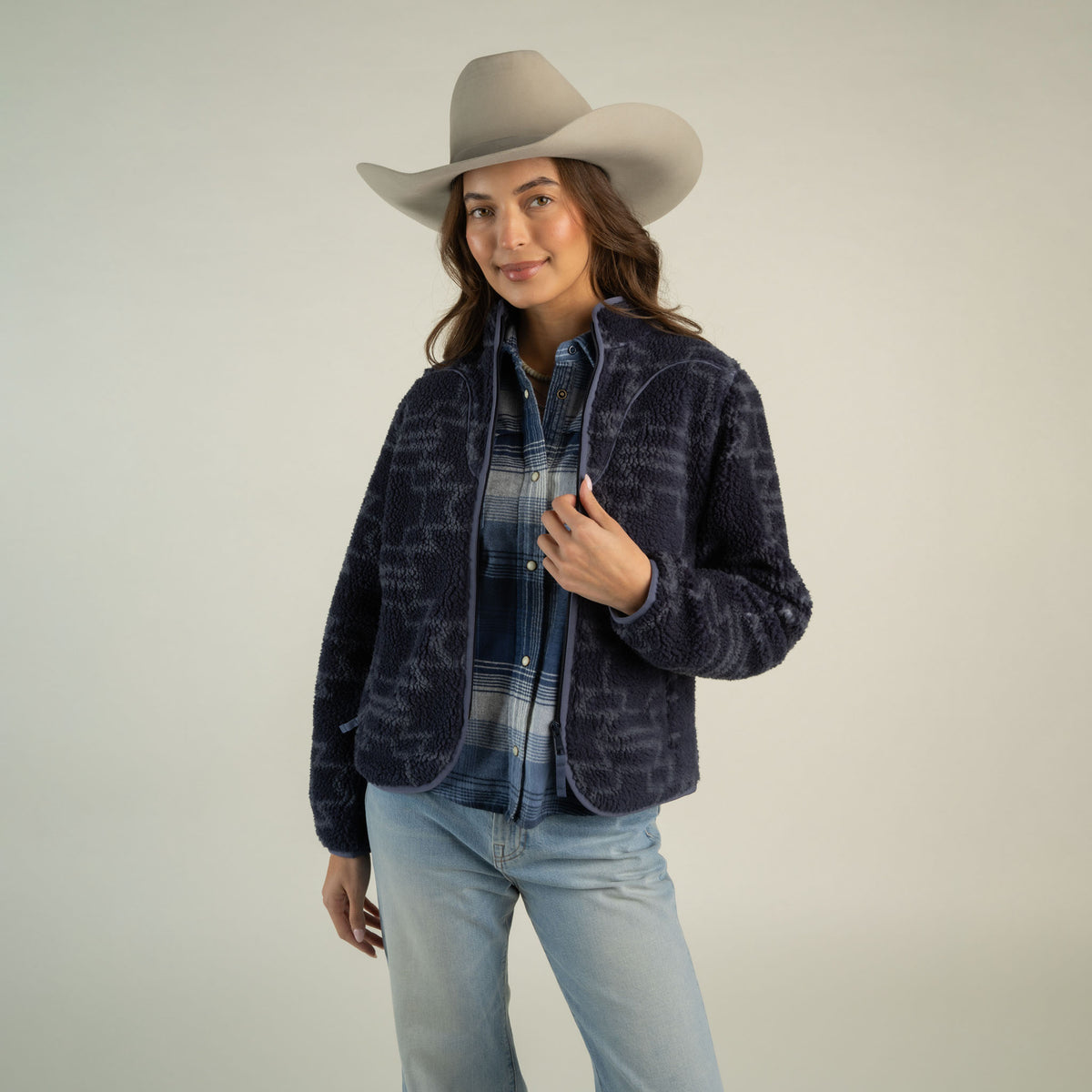 Sedona Fleece - Carson Chevron - Navy