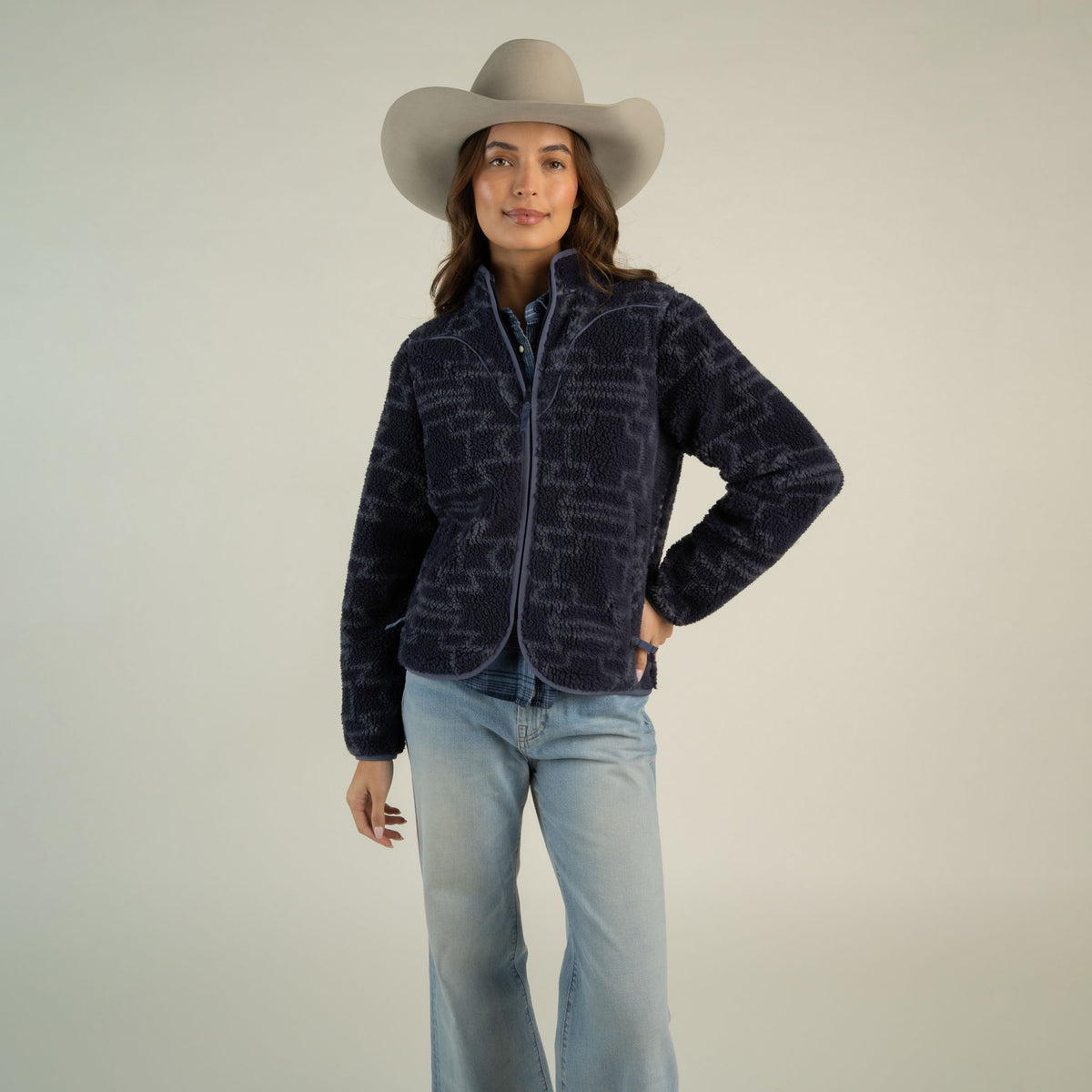 Sedona Fleece - Carson Chevron - Navy