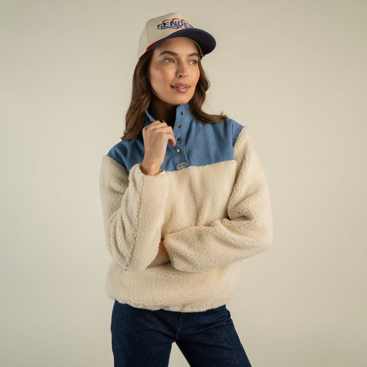 Women's Bariloche Fleece Pullover - Blue/Cream