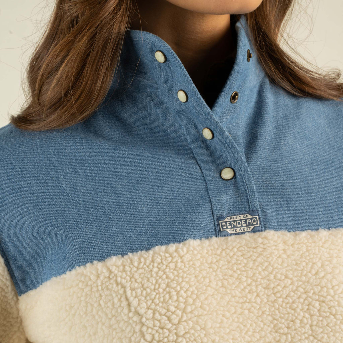 Women's Bariloche Fleece Pullover - Blue/Cream