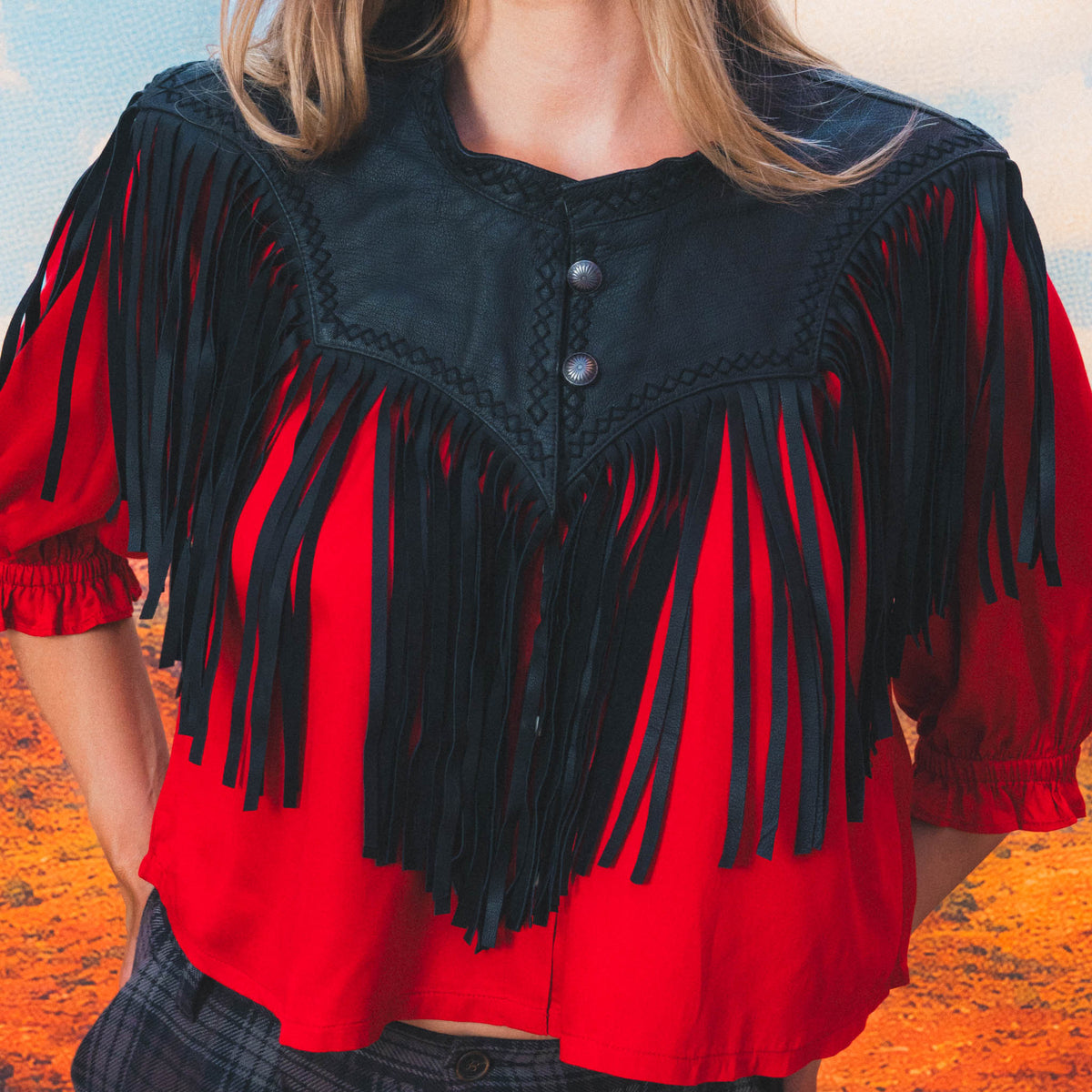 Lillie Fringe Collar - Black