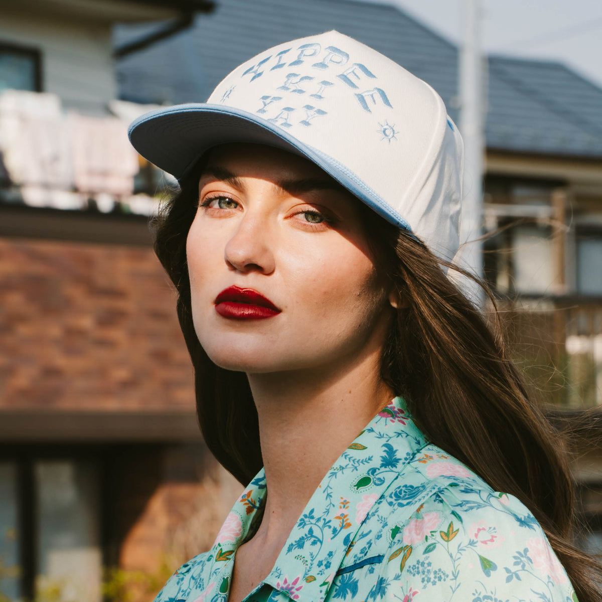 Yippee Ki Yay Hat - Cream/Light Blue