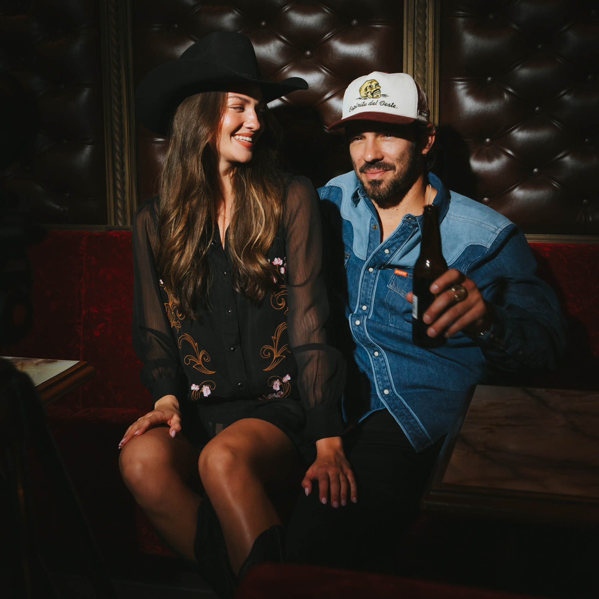 Del Oeste Hat - Cream/Maroon