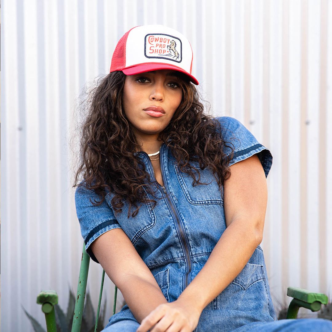Cowboy Pro Shop Hat - White/Red