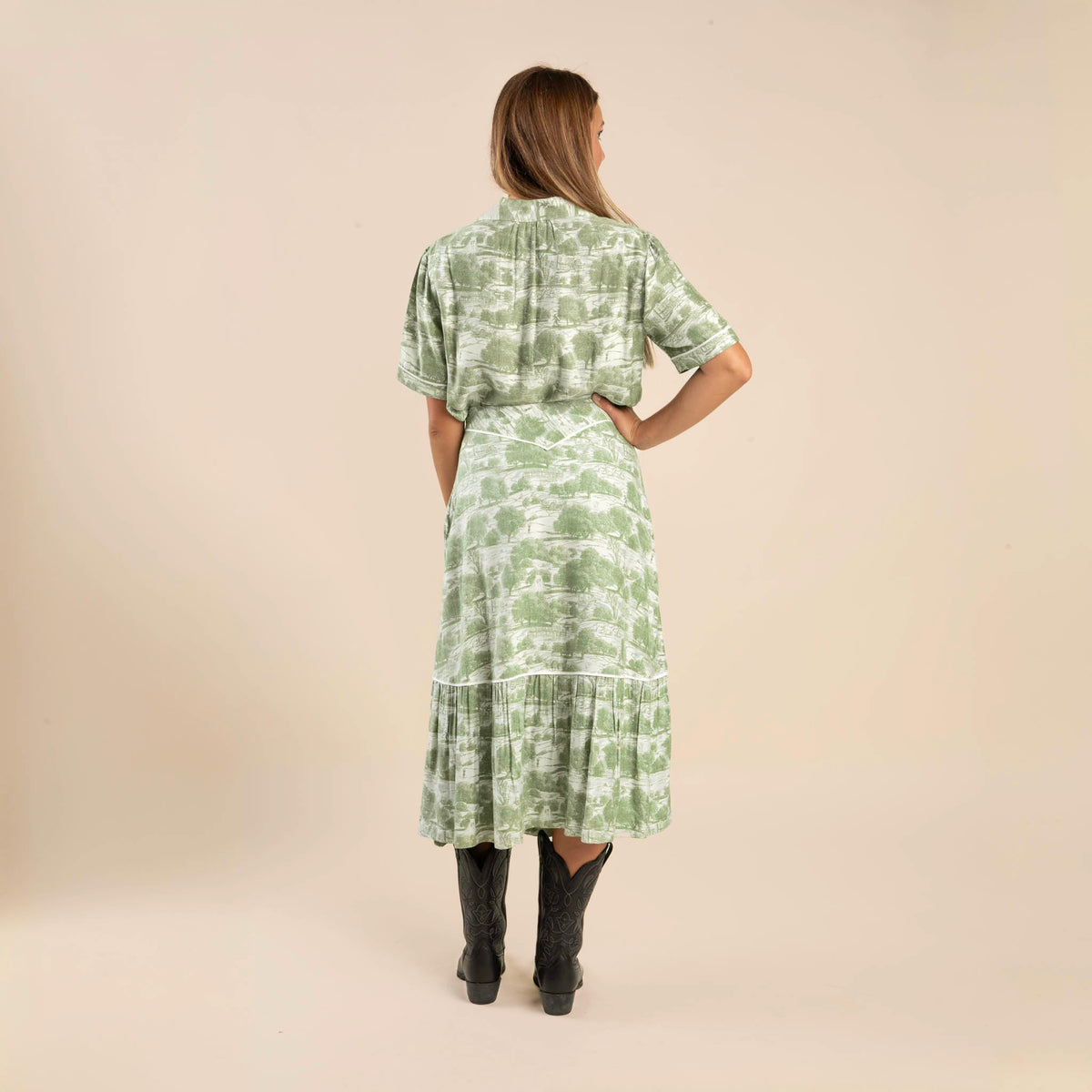 Cheyenne Western Skirt - Mint Green - Aurora Print