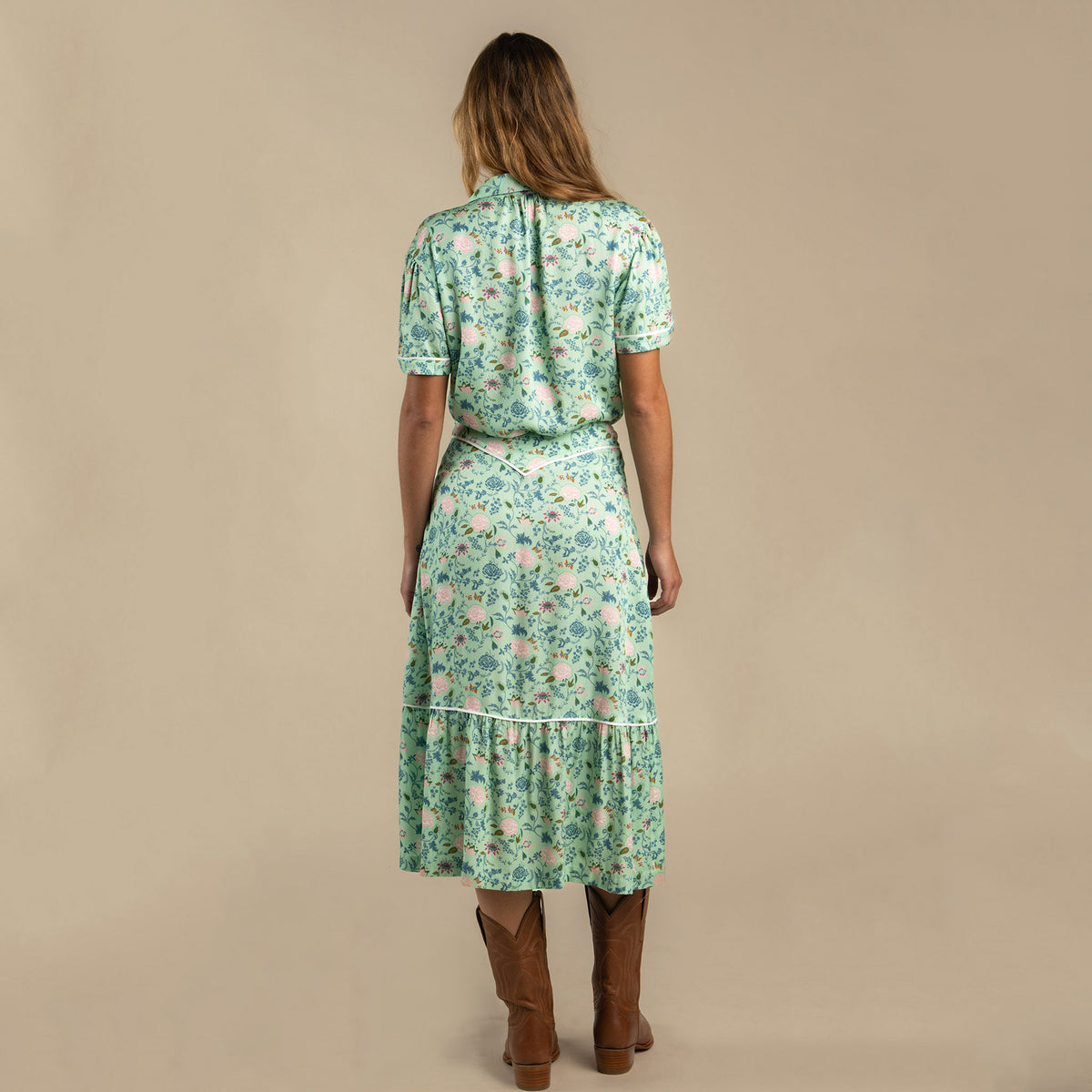 Cheyenne Western Skirt - Mint Floral - Mint Floral