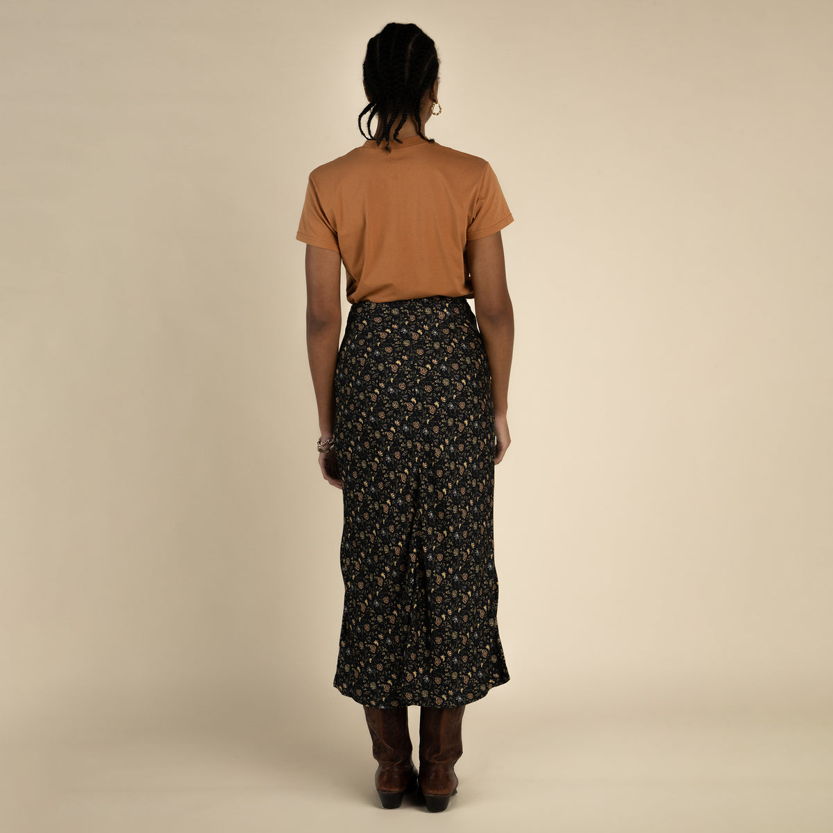 Pearla Slip Skirt - Black Floral