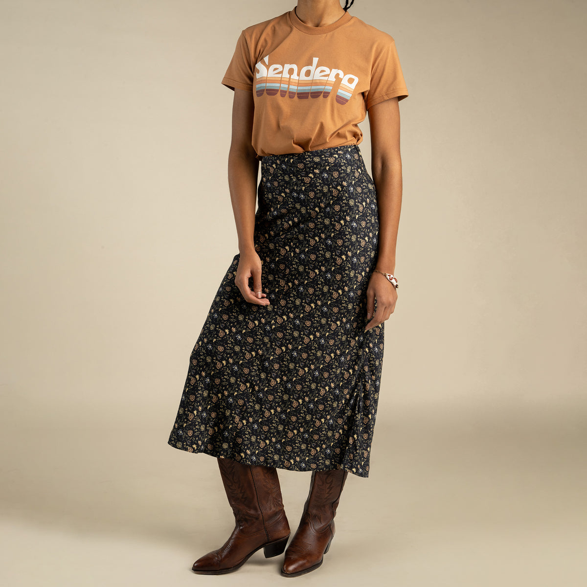 Pearla Slip Skirt - Black Floral