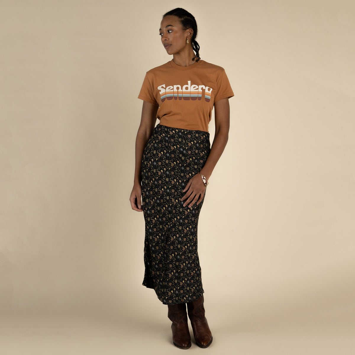 Pearla Slip Skirt - Black Floral
