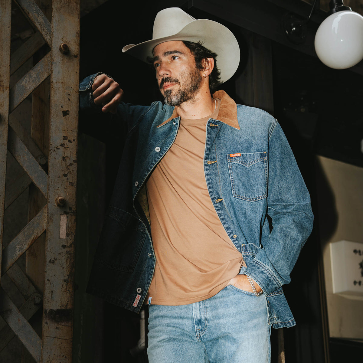 Rustler Chore Jacket - Denim/Brown