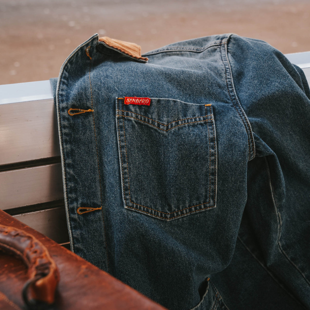 Rustler Chore Jacket - Denim/Brown