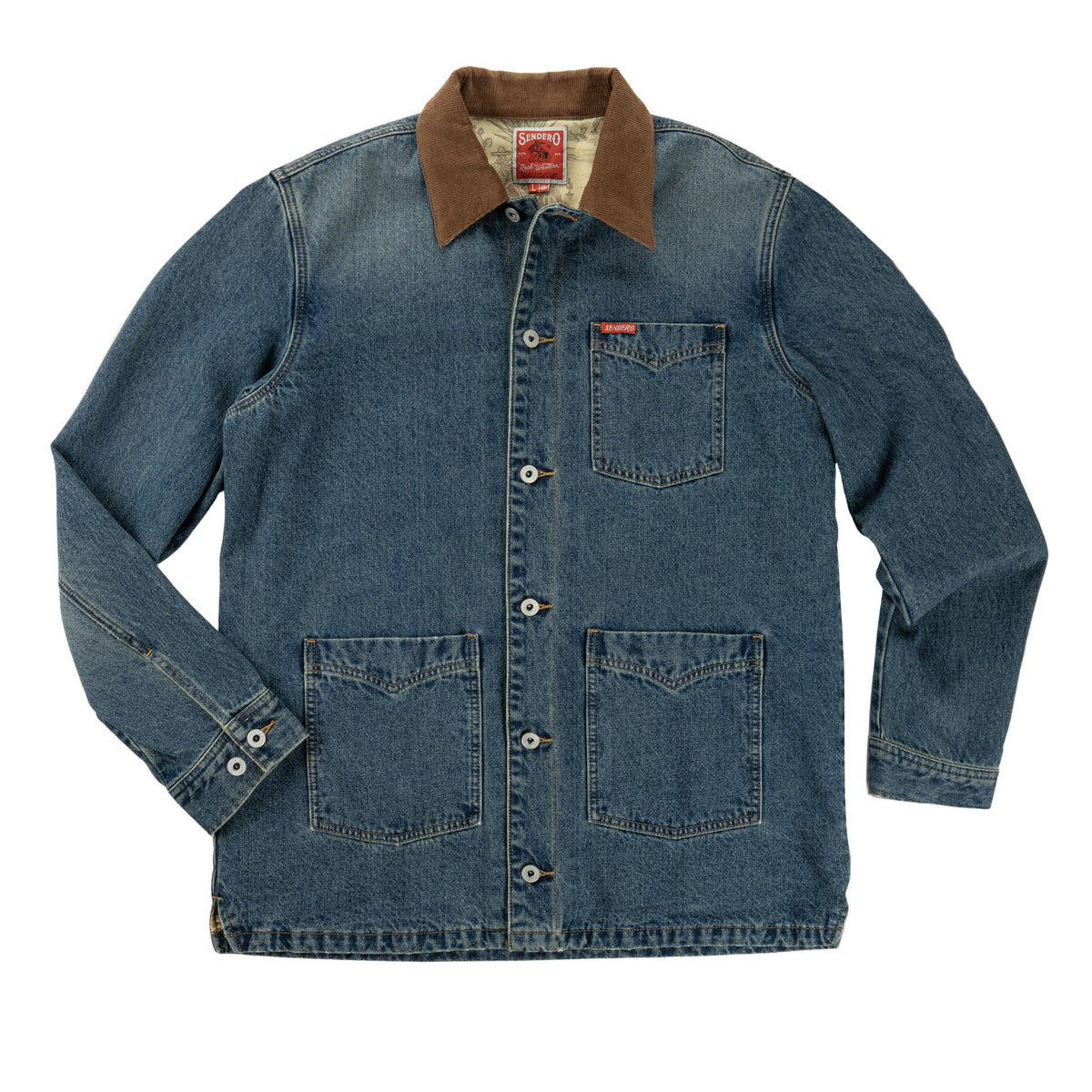 Rustler Chore Jacket - Denim/Brown