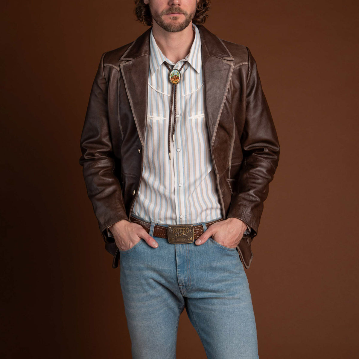 David Allan Leather Blazer - Distressed Cognac