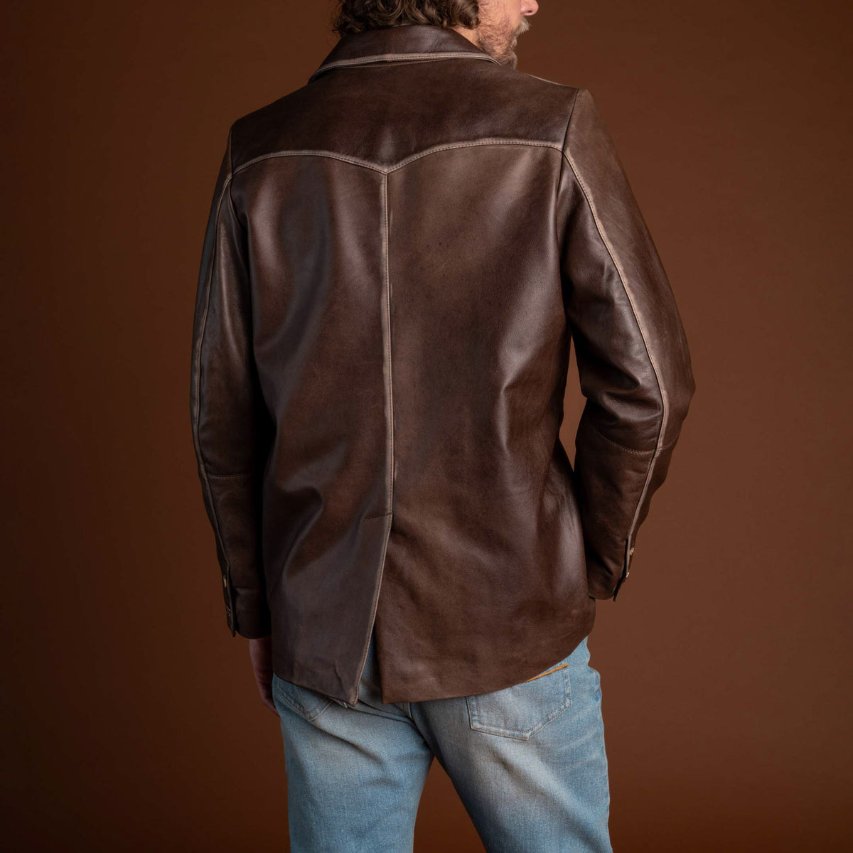 David Allan Leather Blazer - Distressed Cognac