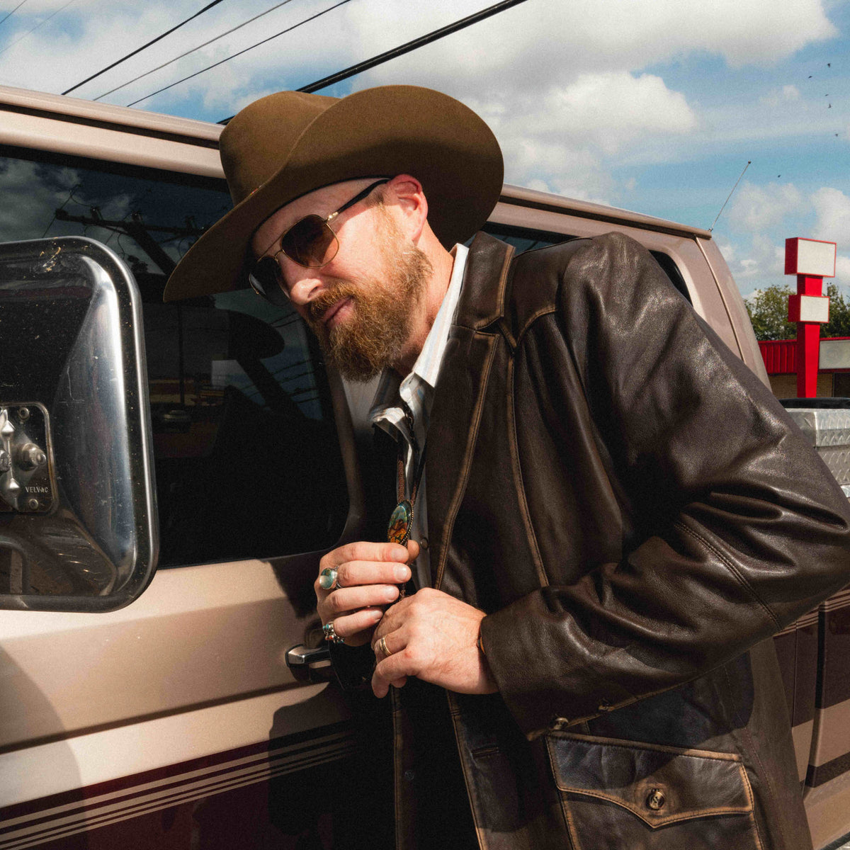 David Allan Leather Blazer - Distressed Cognac