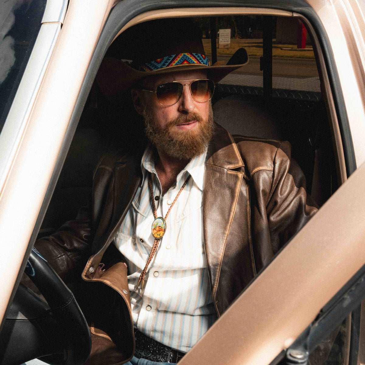 David Allan Leather Blazer - Distressed Cognac