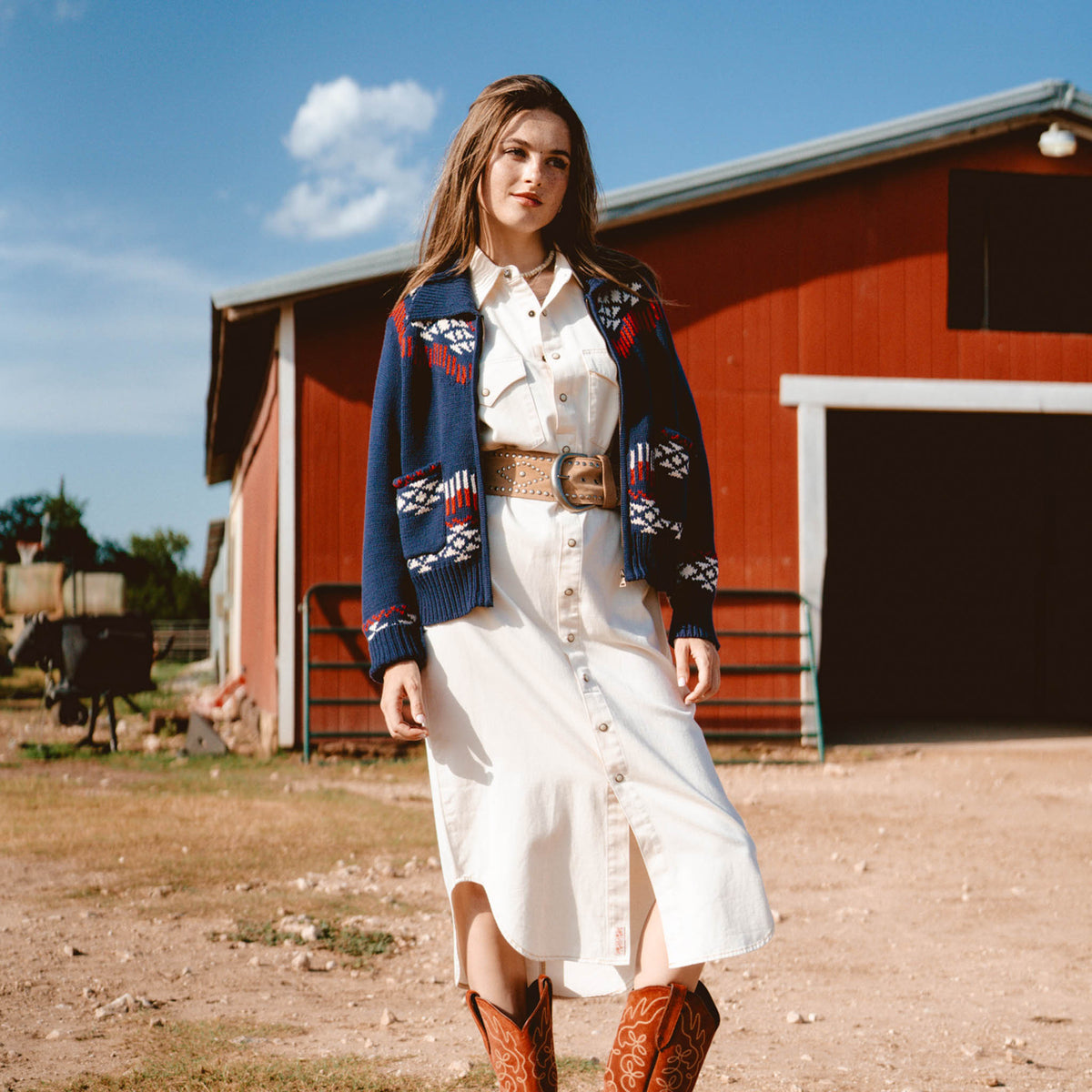 The Annie Pearl Snap Shirtdress - Ecru