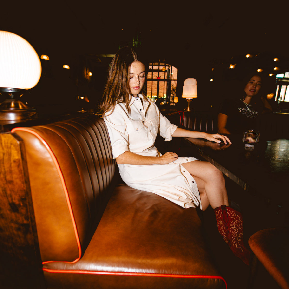 The Annie Pearl Snap Shirtdress - Ecru
