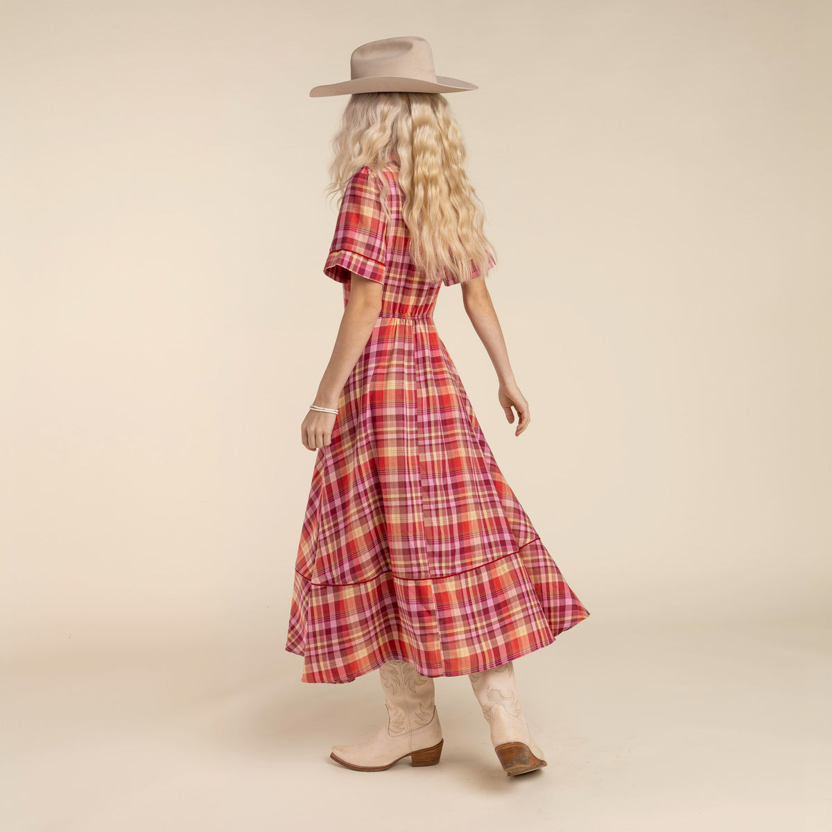 La Dahlia Dress - Rose Plaid