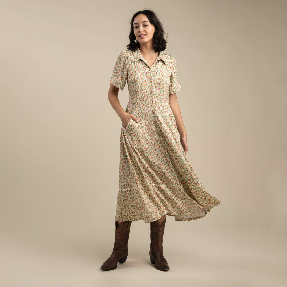 La Dahlia Dress - Desert Rose Cream