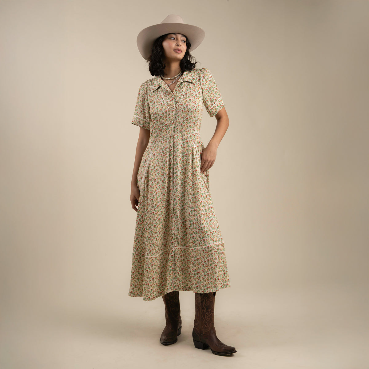 La Dahlia Dress - Desert Rose Cream