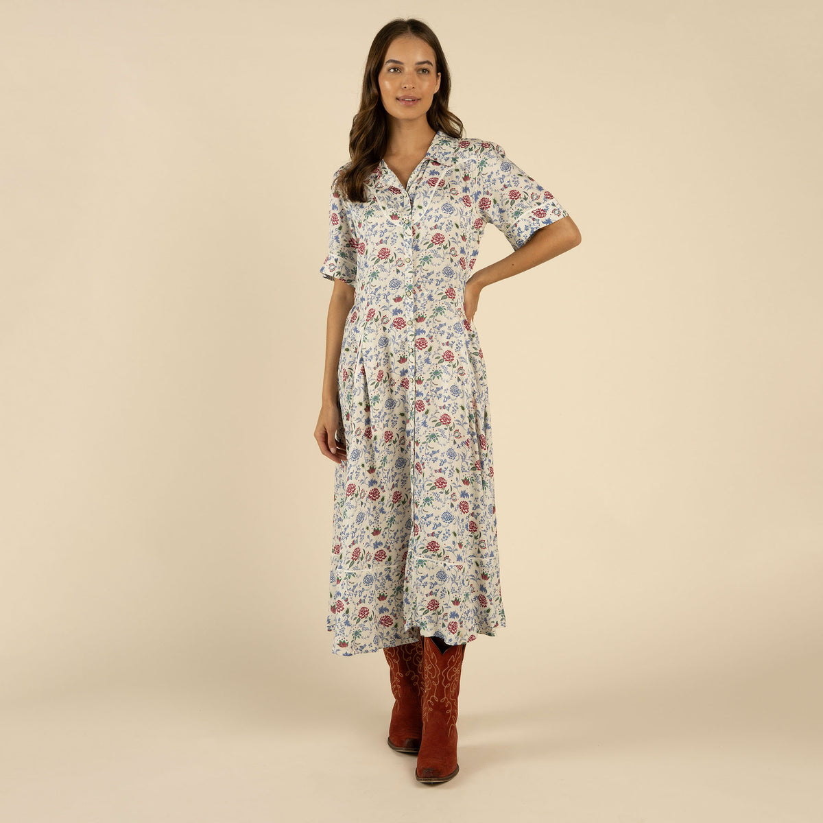 La Dahlia Dress - White Floral
