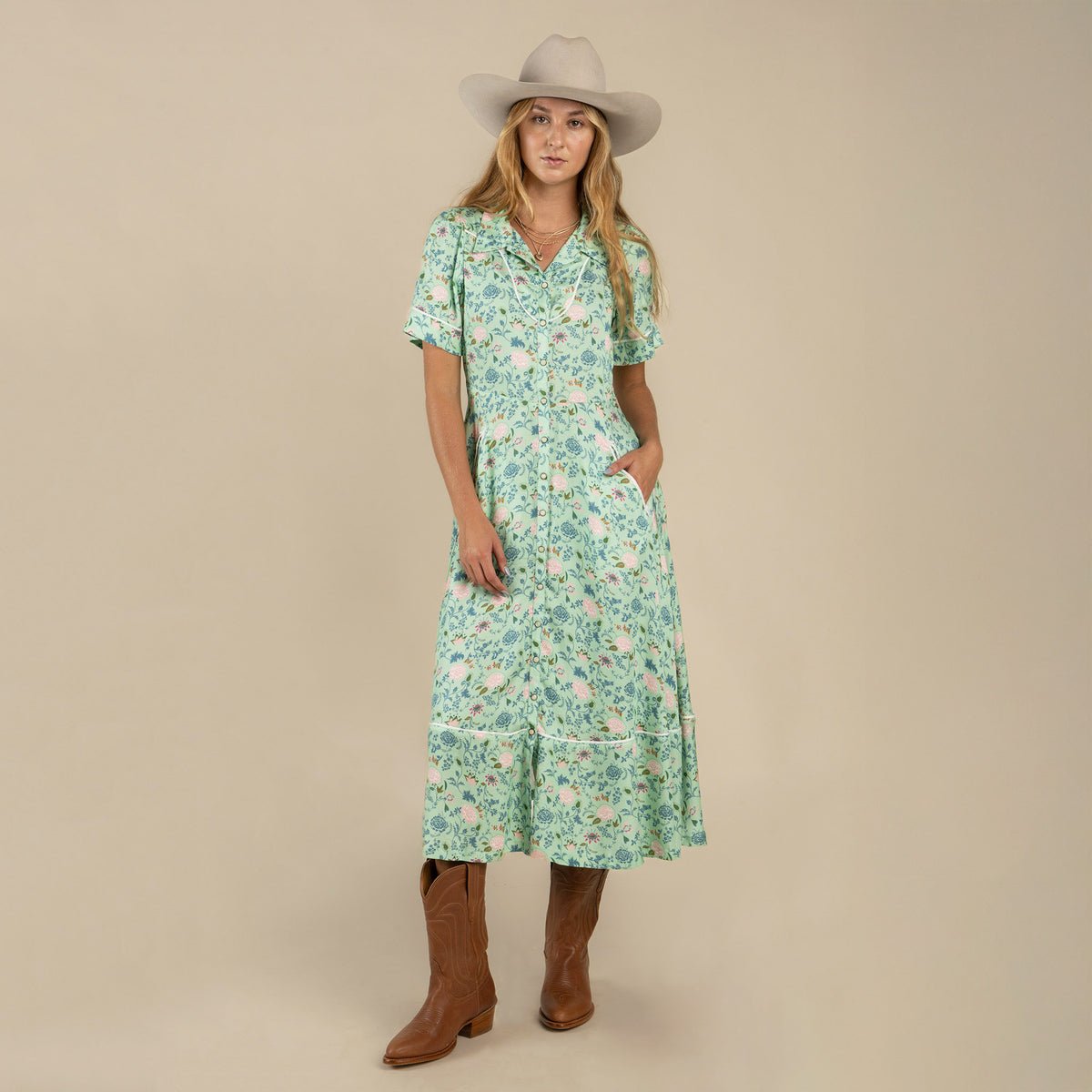 La Dahlia Dress - Mint Floral