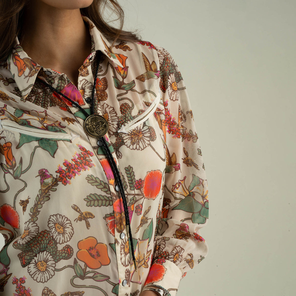 Piper Western Dress - Pollinator - Cream