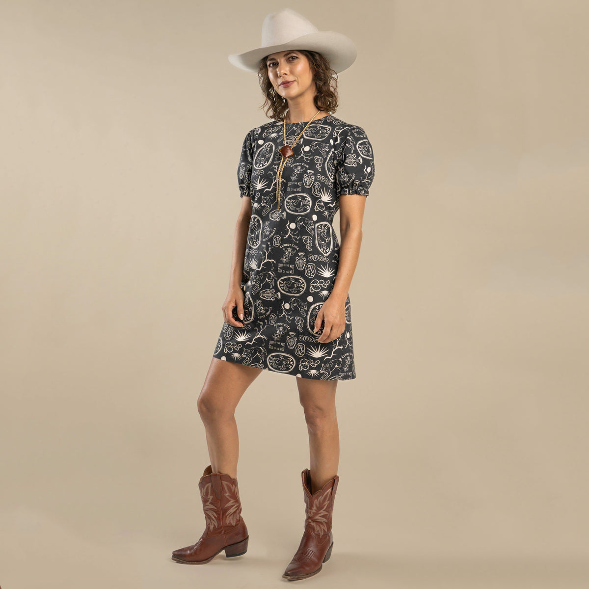 Gabriela Shift Dress - Haw Yee Print - Charcoal