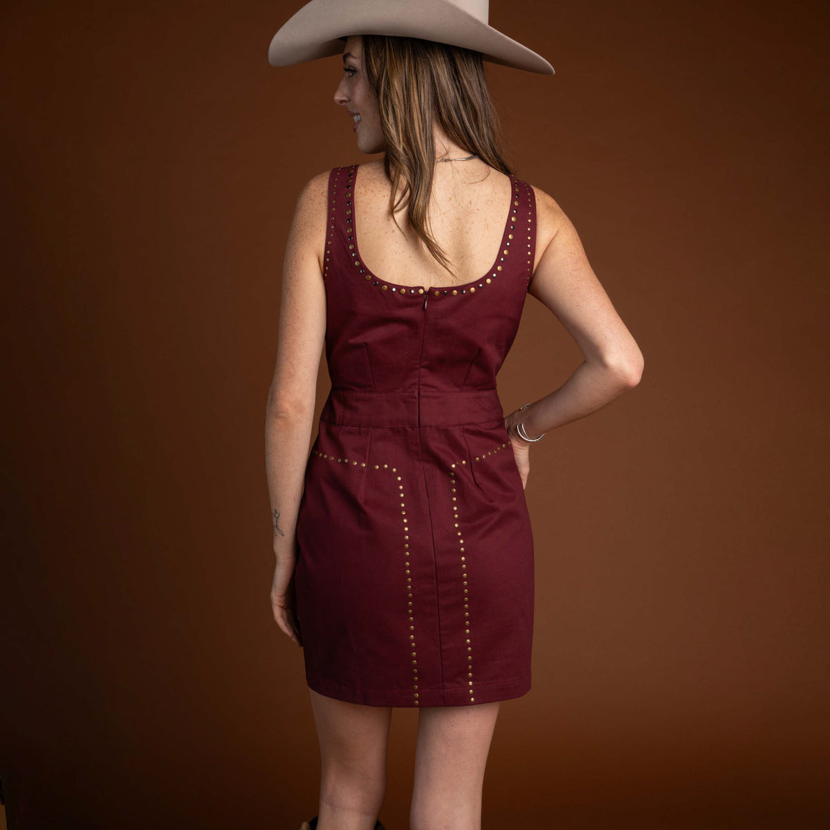 Studded Dress - Ruby