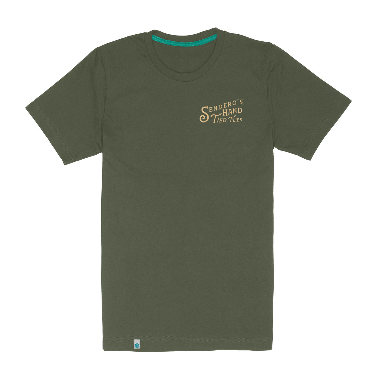 Hand Tied Flies T-Shirt - Army Green