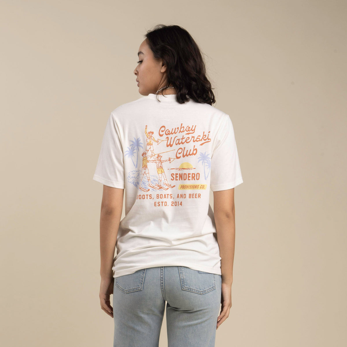 Cowboy Waterski Club T-Shirt - Vintage White