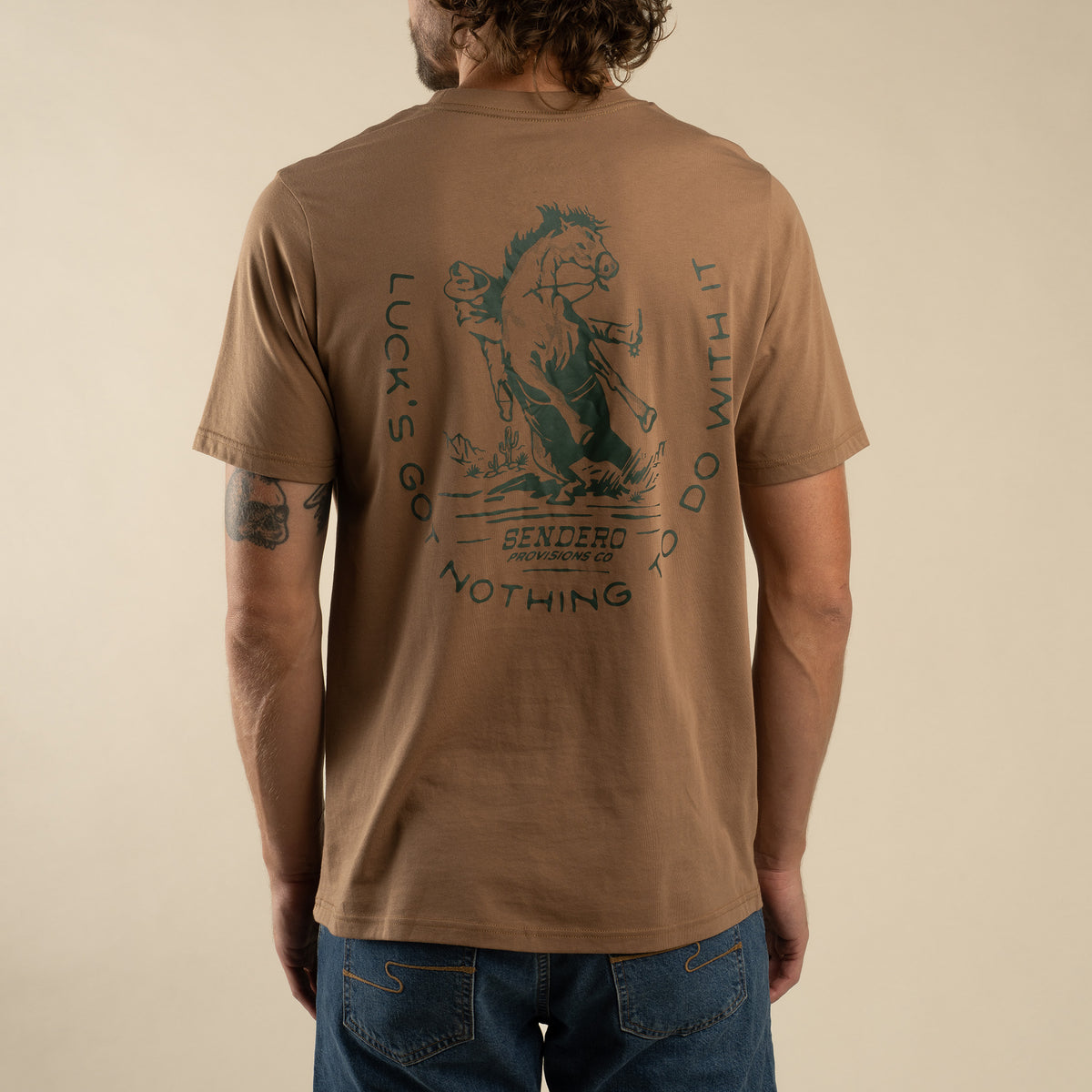 No Luck T-Shirt - Light Brown