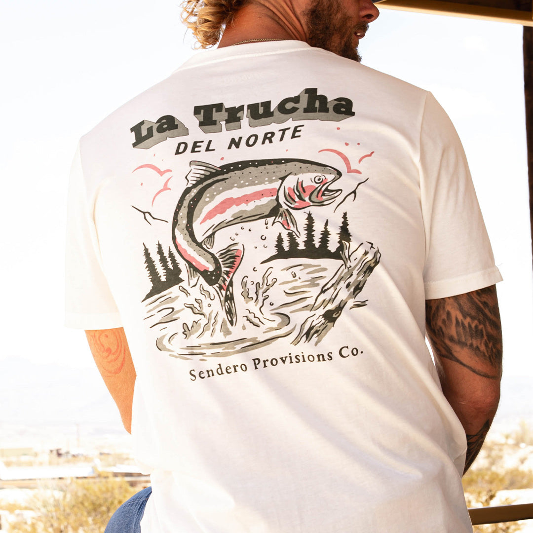 Del Norte T-Shirt - Vintage White/Green Print