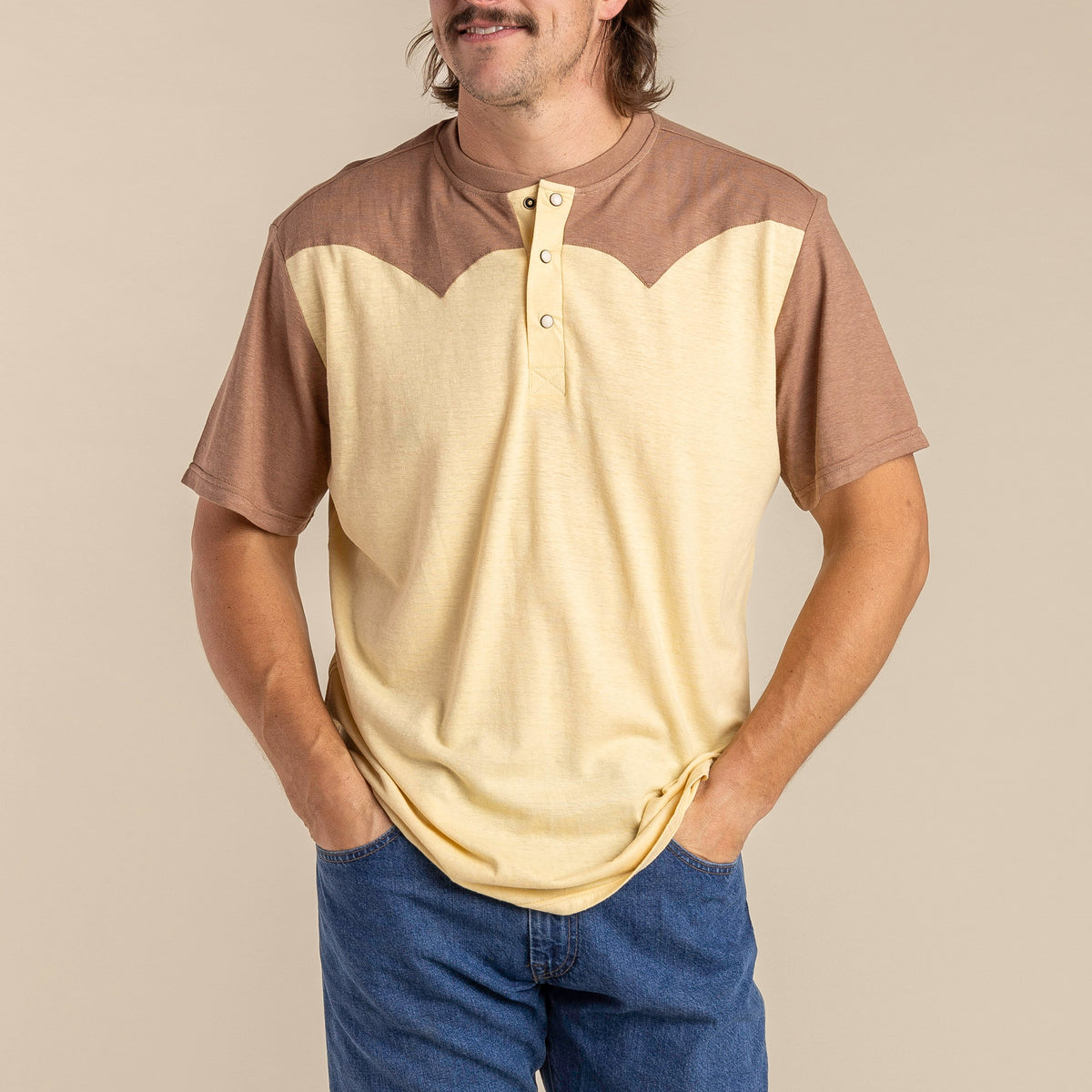 The Tex Western Henley - Buckskin/Brown