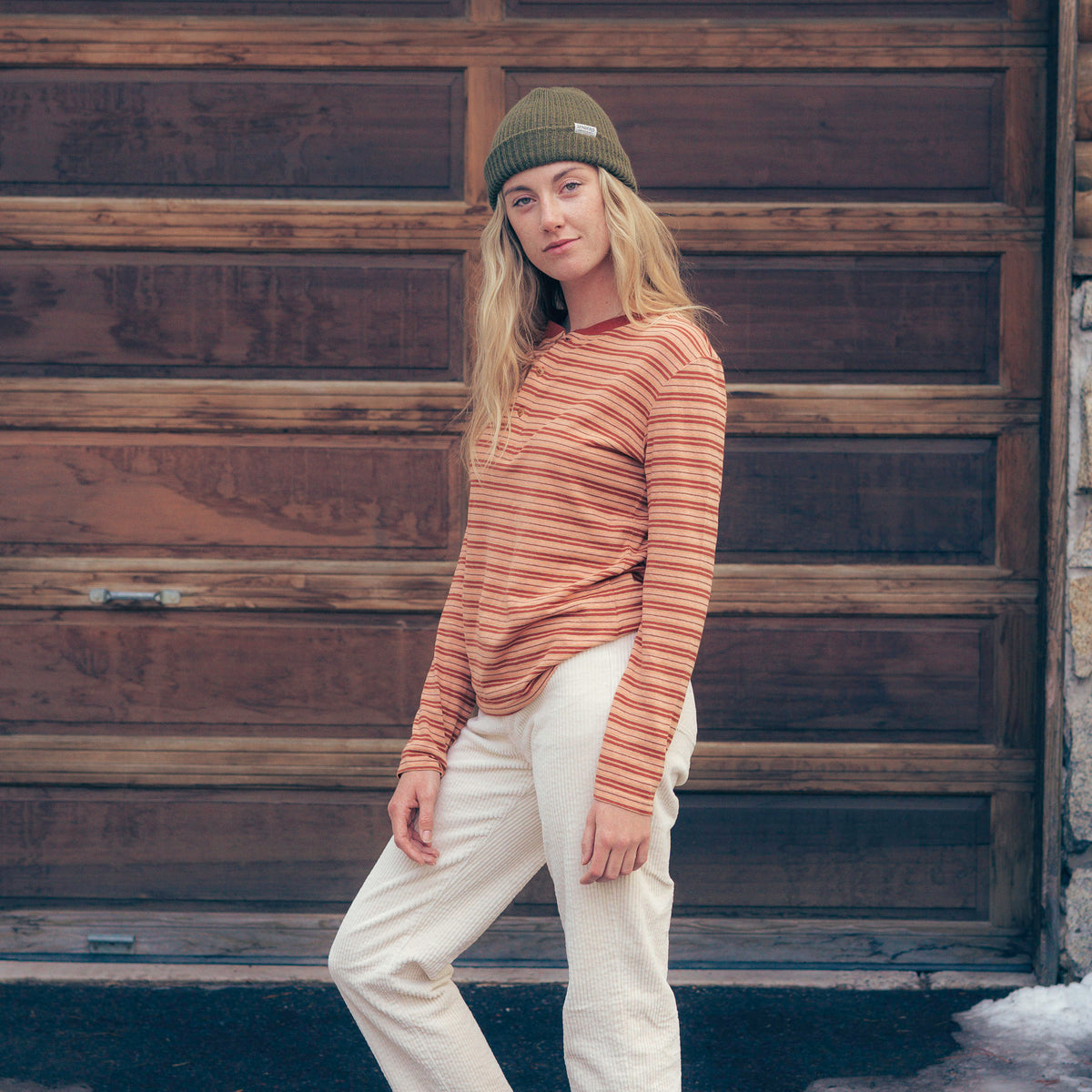The Maven Henley - Striped Pink